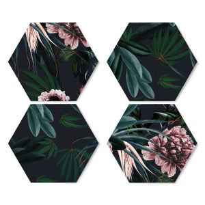 Vintage Floral Hexagonal Coaster Set